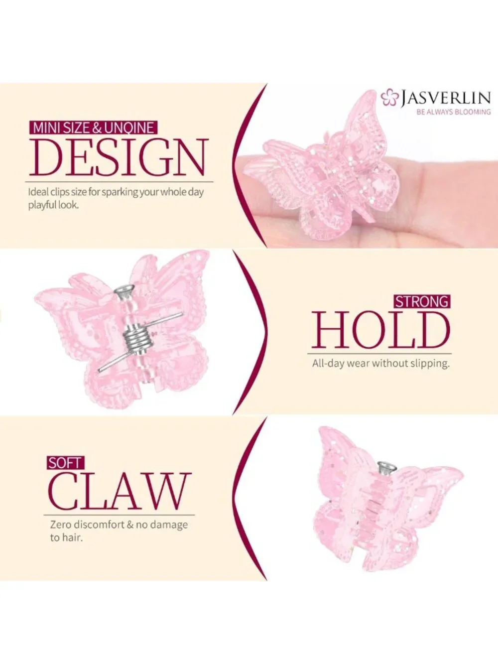 Glitter Butterfly Hair Claw Clips - Y2K Hair Accessories Set of 50 Pcs